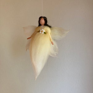 little flower fairy, vanilla yellow, Waldorf-inspired delicate felt fairy, felt doll