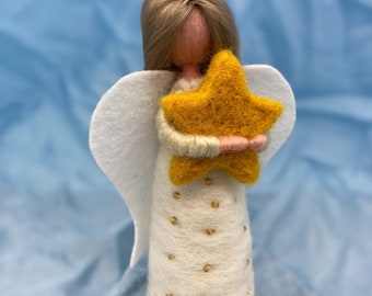 small felted star angel