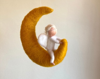 felted moon angel