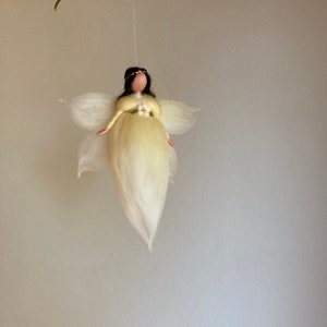 small flower fairy, vanilla yellow, Waldorf-inspired delicate felt fairy, felt doll image 4