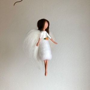 felted guardian angel, felt angel, guardian angel, baptism gift, Waldorf inspired, lucky charm