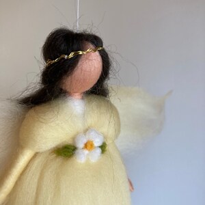 small flower fairy, vanilla yellow, Waldorf-inspired delicate felt fairy, felt doll image 2