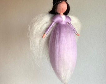 Felted soft purple angel, pastel purple angel, guardian angel, felt angel, felt fairy