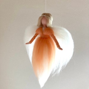 felted delicate angel made of fairytale wool, felt angel, felted angel, apricot, felt figure, seasonal table