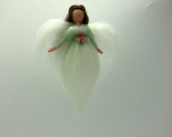 small mint green angel, felted guardian angel