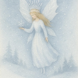 Monatskarte Januar, Postkarte, Winterfee, Postkarte Jahreszeitentisch, waldorfinspiriert, Winterelfe Aquarell, Grußkarte Januar, Winter