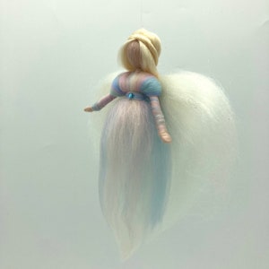 small pastel-colored guardian angel, angel made of fairytale wool, felt fairy, Waldorf, felted angel image 4