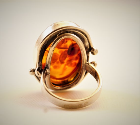 Baltic Sea Amber in Handcrafted Vintage Sterling … - image 4