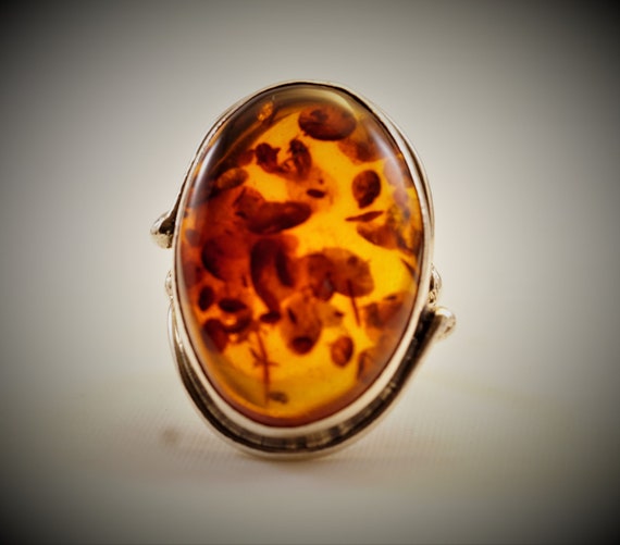 Baltic Sea Amber in Handcrafted Vintage Sterling … - image 1
