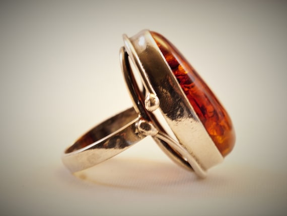 Baltic Sea Amber in Handcrafted Vintage Sterling … - image 3