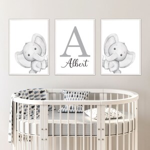 Personalised elephant nursery prints image 3