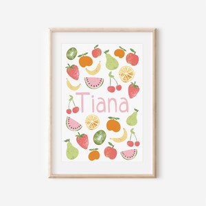Educational poster for playroom, fruit themed counting print, bright number wall art, learning nursery decor, play kitchen sign image 5