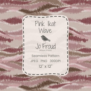 Pink Ikat Wave Seamless Pattern | Boho Fabric Design (Digital Download)