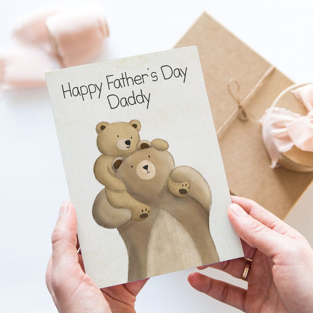 Daddy and Baby Bear Fathers Day Card, Greetings Card for Dad ...