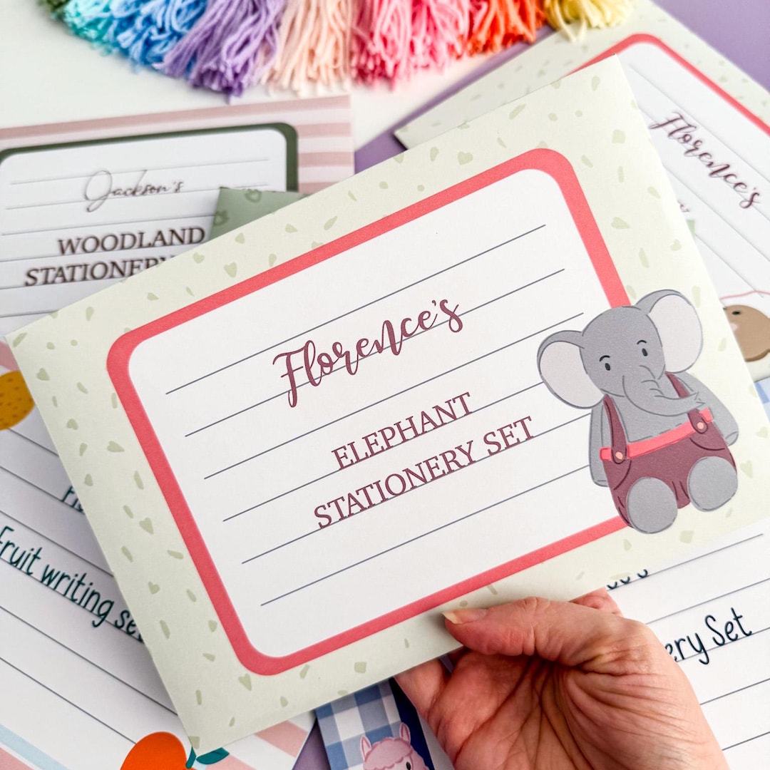 Elephant Writing Set for Kids | Personalised Stationery Gift | Cute ...