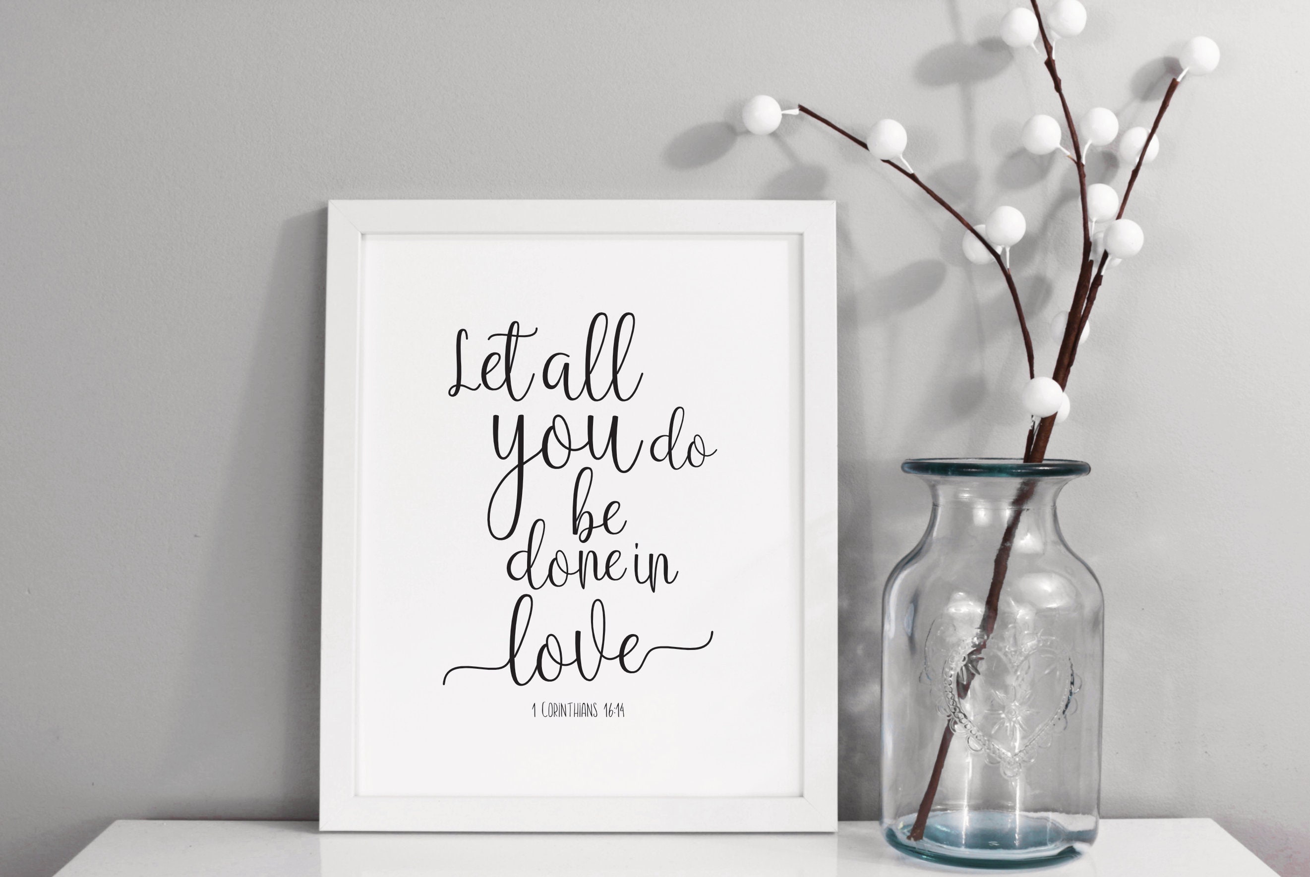 Bible verse wedding print let all you do be done with love Etsy
