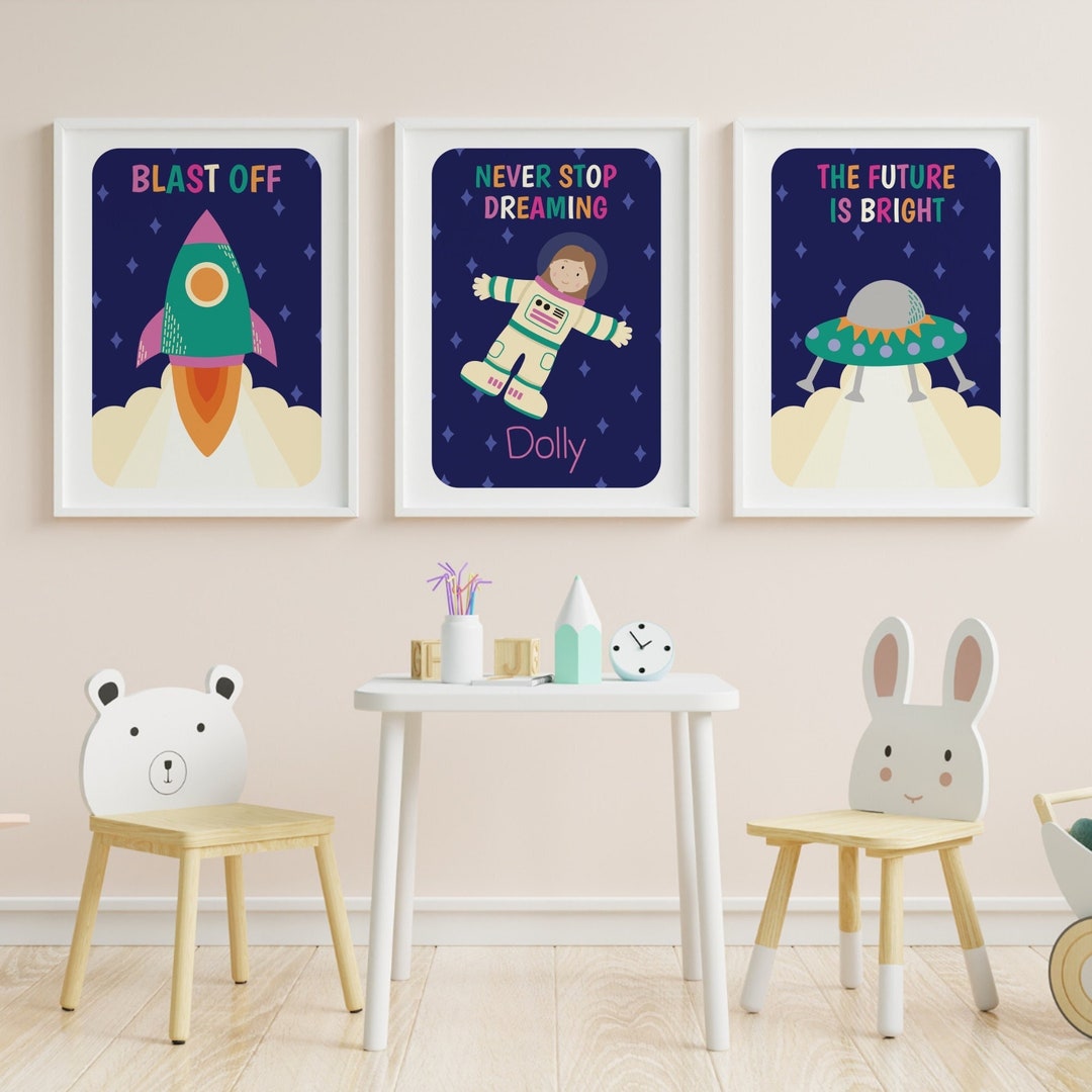 Personalized Space Nursery Print Set: Outer Space Decor - Etsy
