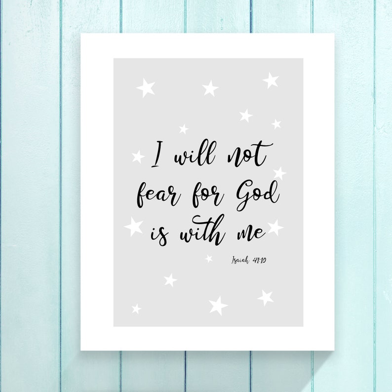 Nursery Bible Verse Print Set of 3 Grey Nursery Prints With Etsy