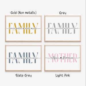 Personalised family print, family name print, christmas gift, mums birthday gift, valentines gift, personalised decor, family decor image 4