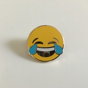 Laughing Emoji Pin, Enamel Lapel Pin, Emoji Accessory Pin