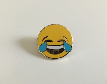 Laughing Emoji Pin, Enamel Lapel Pin, Emoji Accessory Pin