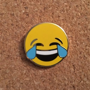 Crying Laughing Emoji Pin, Enamel Pin Accessory, Pin for bags and jackets