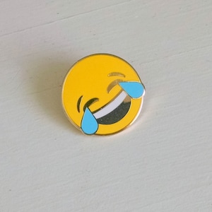 Crying Laughing Emoji Pin, Enamel Pin, Emoji