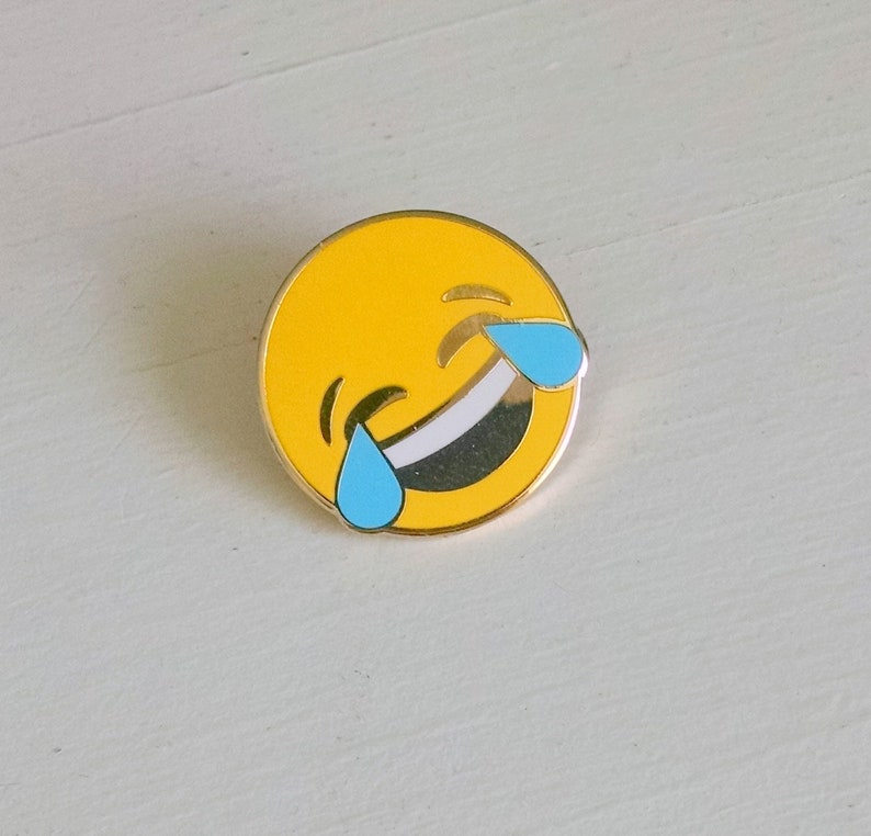 Crying Laughing Emoji Pin, Enamel Pin, Emoji 