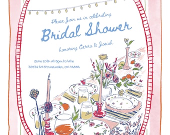 Editable Garden Party Invitation Template: Summer Bridal Shower (CANVA Template Digital Download 5x7" )
