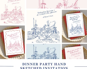 Coquette Dinner Party Invitation Template: Elegant Events (PDF)