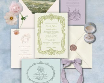 Victorian Wedding Invitation Suite: Romantic Spring Canva Template (Digital Download)
