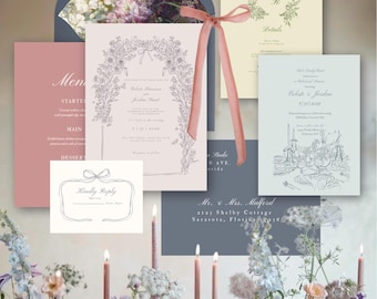 Spring Woodland Wedding Invitation Suite: Editable Canva Template (Digital Download)