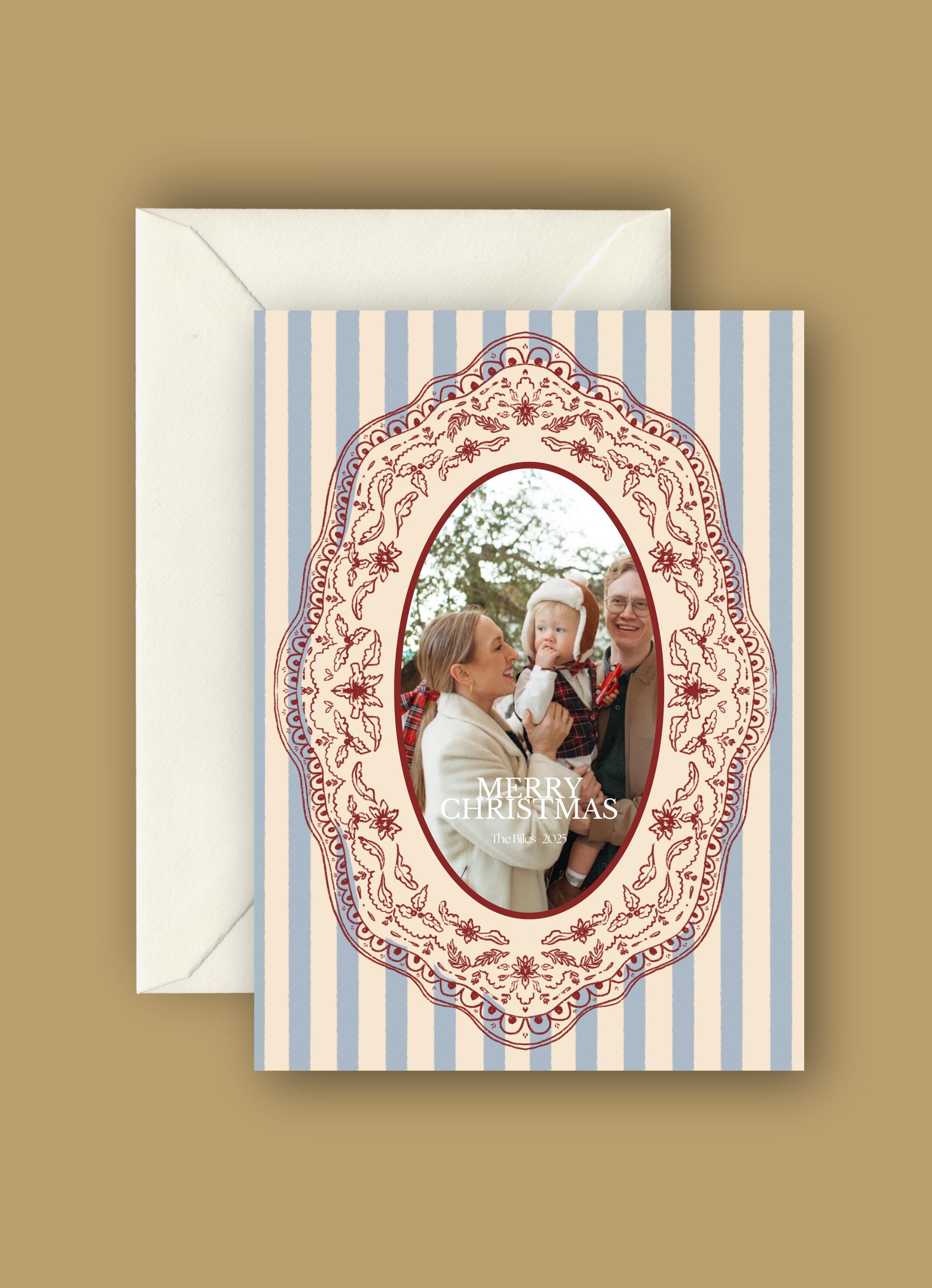Vintage Christmas Card Template Canva Custom Holiday Photo Card