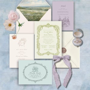 Victorian Wedding Invitation Suite: Romantic Spring Canva Template (Digital Download)