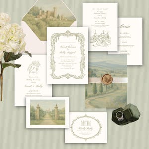 Bridgerton Wedding Invitation Suite: European Castle Design (Digital Download)