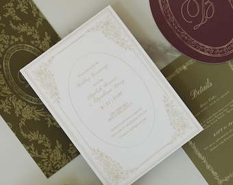 Hand-Illustrated Regency Wedding Invitation Suite | Jane Austen Inspired