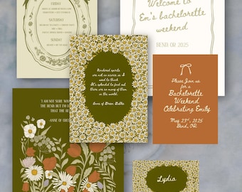 Anne of Green Gables Bachelorette Weekend Invitation Suite – Editable Digital Template – Vintage Floral Itinerary, Welcome, Name Tags, ect