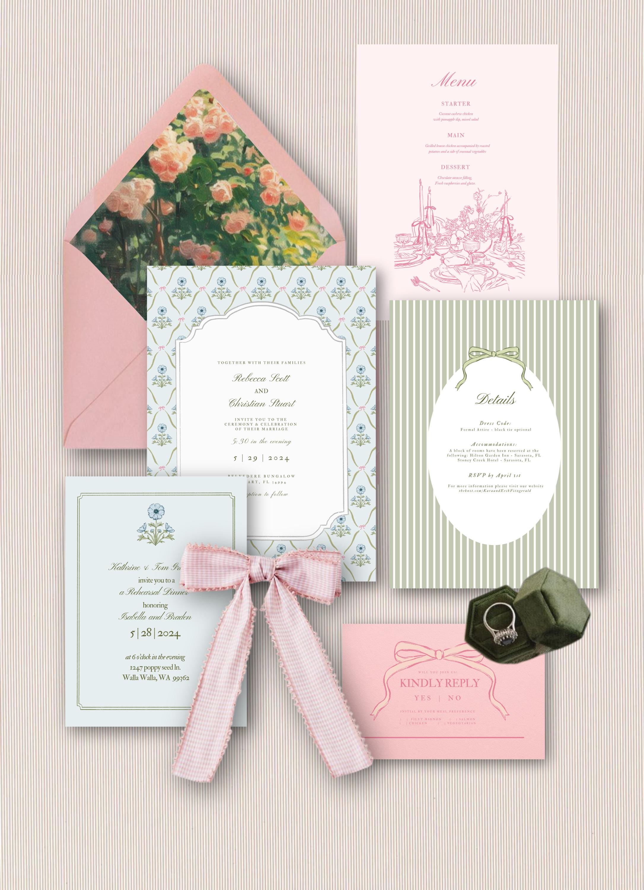 Paquete de invitaciones de boda Cosmos \u0026 Bows: invitación para despedida de  soltera, invitación editable, plantilla Canva, descarga digital - Etsy  México, image size:2172x3000