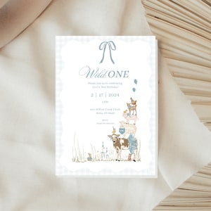 Wild One / Invito a tema fattoria! Invito per festa di compleanno di un anno / Modello modificabile / Nome personalizzato, data, dettagli