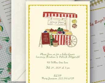 Spring Strawberry Baby ShowerTemplate BUNDLE | Customizable | CANVA Template | Gifts and Cards, Games