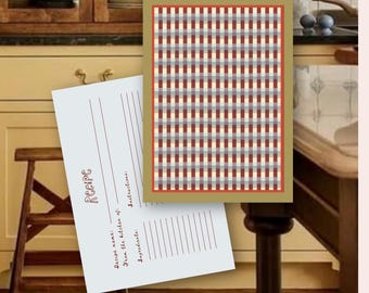 Heritage Plaid Recipe Card | Printable Recipe Card | Vintage Plaid Recipe Card | Bridal Shower Recipe Card | Whimsical Kitchen Collection