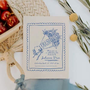 Fraîchement sorti du marché - Faire-part sur le thème du marché de producteurs, pancartes, cartes recettes et jeux