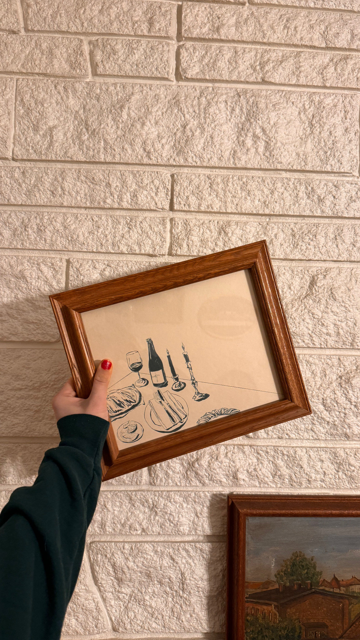 Hand Drawing Table Setting Hand Drawn French Inspired Table Setting Graphic | Bread and Wine and ...
