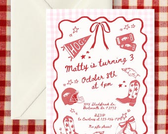 Arkansas Razorbacks Tailgate Birthday Invite | Hogs Football Birthday Invitation | Coquette Game Day Template | Editable Canva Template