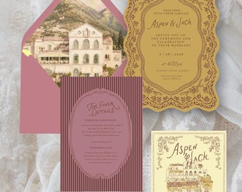 The Antique Amalfi Save the Date | Old-World Italian Wedding Template | Editable Canva Destination Wedding Announcement