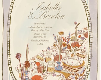 Autumn Lavender Garden Party Wedding Invites | Canva Template Download