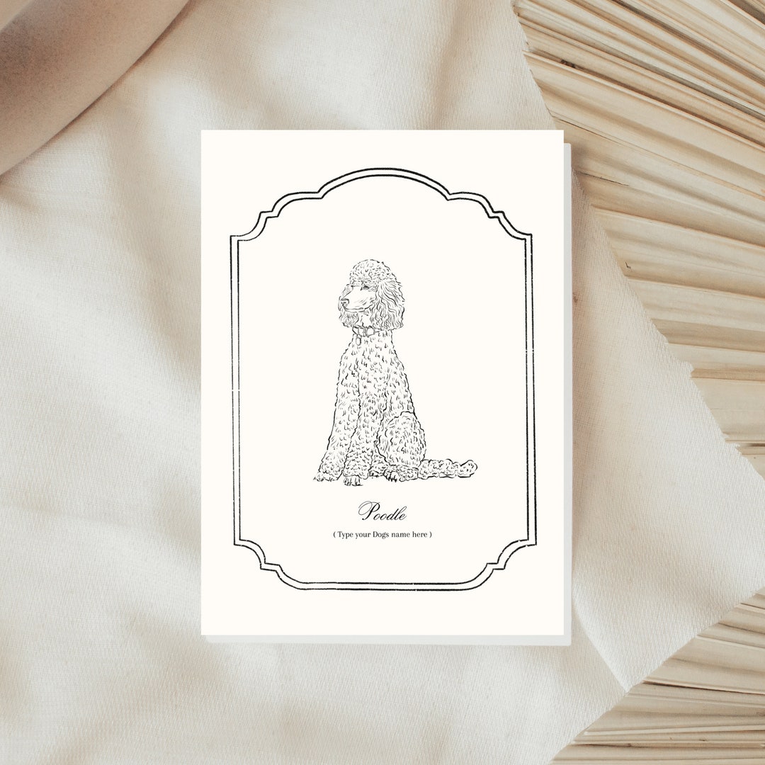 Custom Poodle Portrait: Black and White Pet Painting (digital Download ...