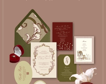 Printed Calla Lily Wedding Invitations with Envelopes | Botanical Wedding Invitation Suite