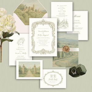 Bridgerton Wedding Invitation Suite: European Castle Design (Digital Download) image 1