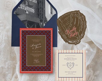Americana Baseball Wedding Invitation Suite